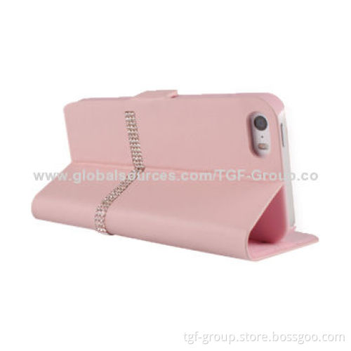 100% Genuine Cow Leather Case for iPhone 5S/5G, with Flip Cover